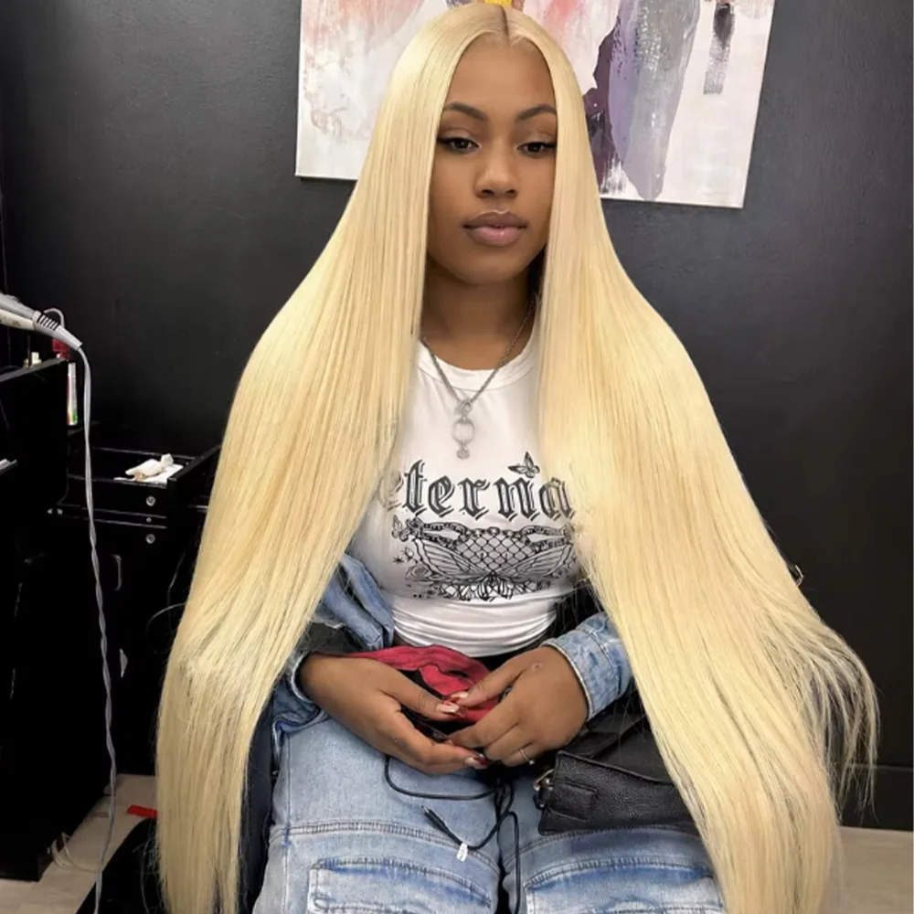 613 Blonde Human Hair Wig Bone Straight 13x4 HD Transparent Lace Frontal Wigs 13x6 Lace Front Wigs Brazilian For Women 30 46 Inches 200 Density