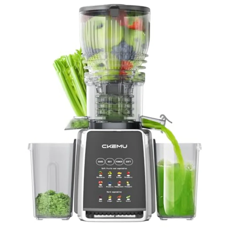 

Cold Press Juicer for home use stainless steel black 5.8 extra-wide feed chute enables whole fruits vegetables max nutrient ret