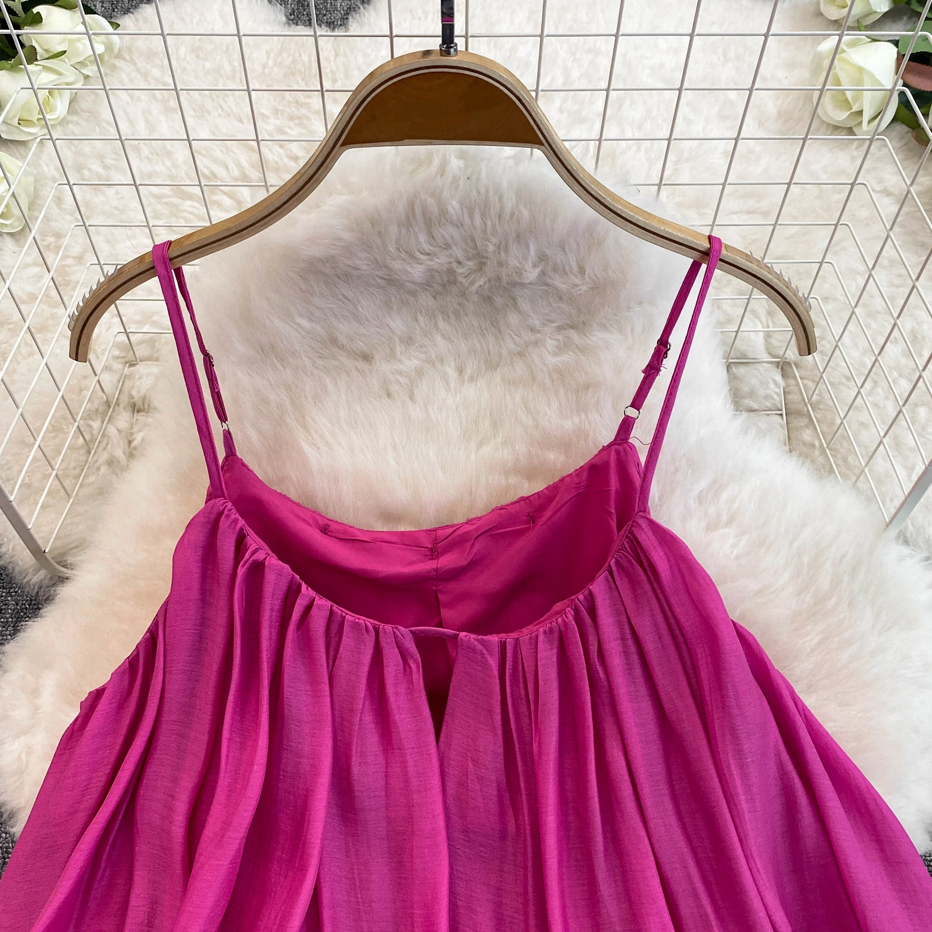 Clothland Women Sweet Pink Cami Dress Adjustable Straps Sleeveless Backless Beach Wear Female Asymmetrical Mini Dresses QE192