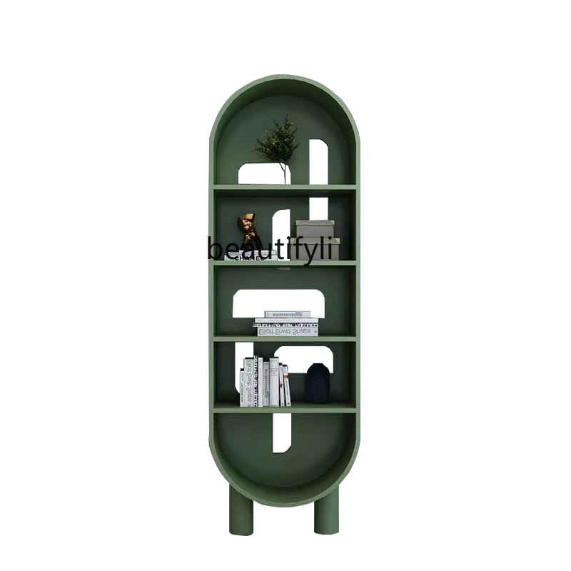 Nordic Modern Multi-Layer Shelf Simple Living Room Home Solid Wood Storage Cabinet Floor Bookshelf