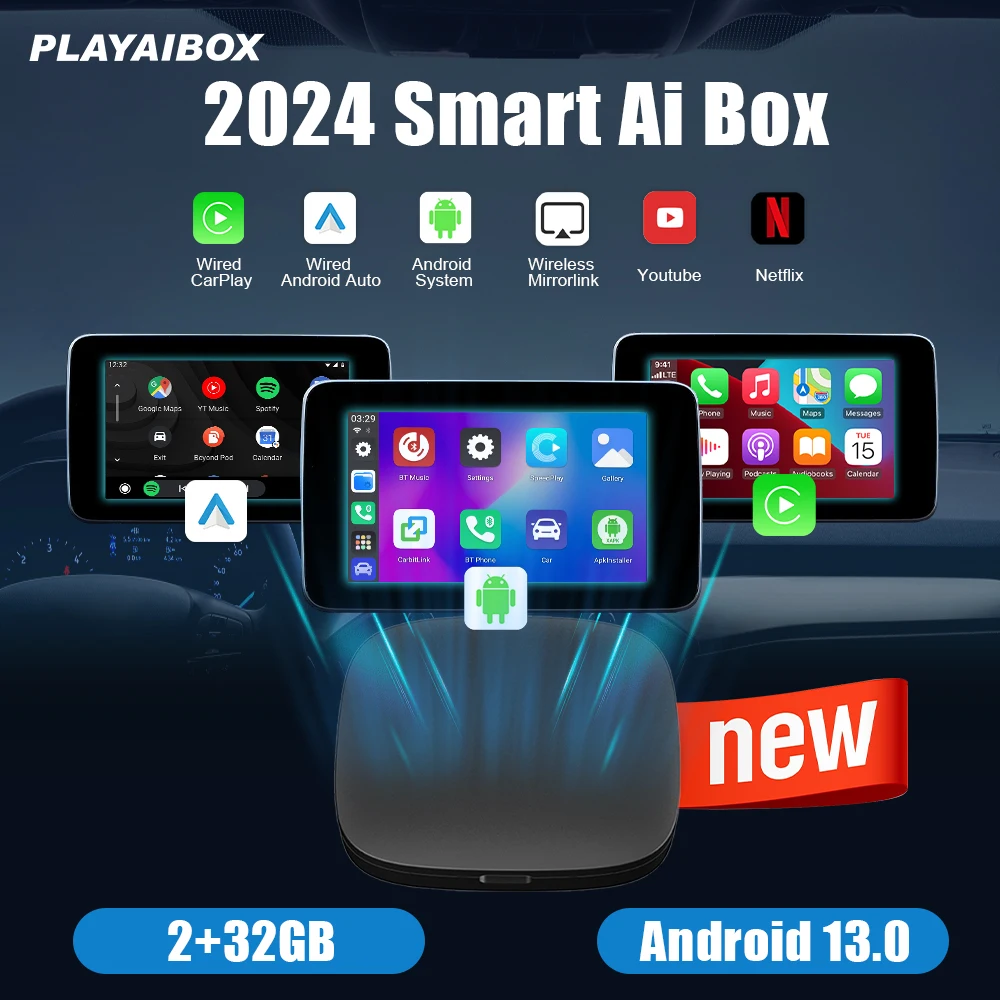 Wireless Android Auto Carplay Android 13 AI Box For Youtube Netflix For Mazda MG Porsche Toyota VW Volvo Audi Buick Cadillac