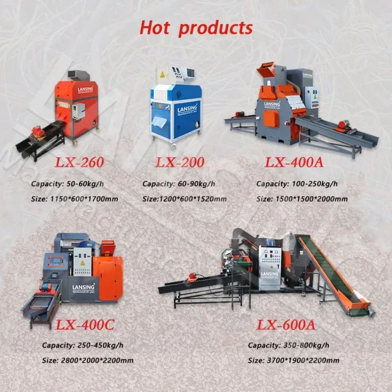 LX-300B Kupferdraht-Schredder- und Trennmaschine, 120–220 kg/h, Kupfer-Granulator, Kabel-Draht-Recycling-Maschine