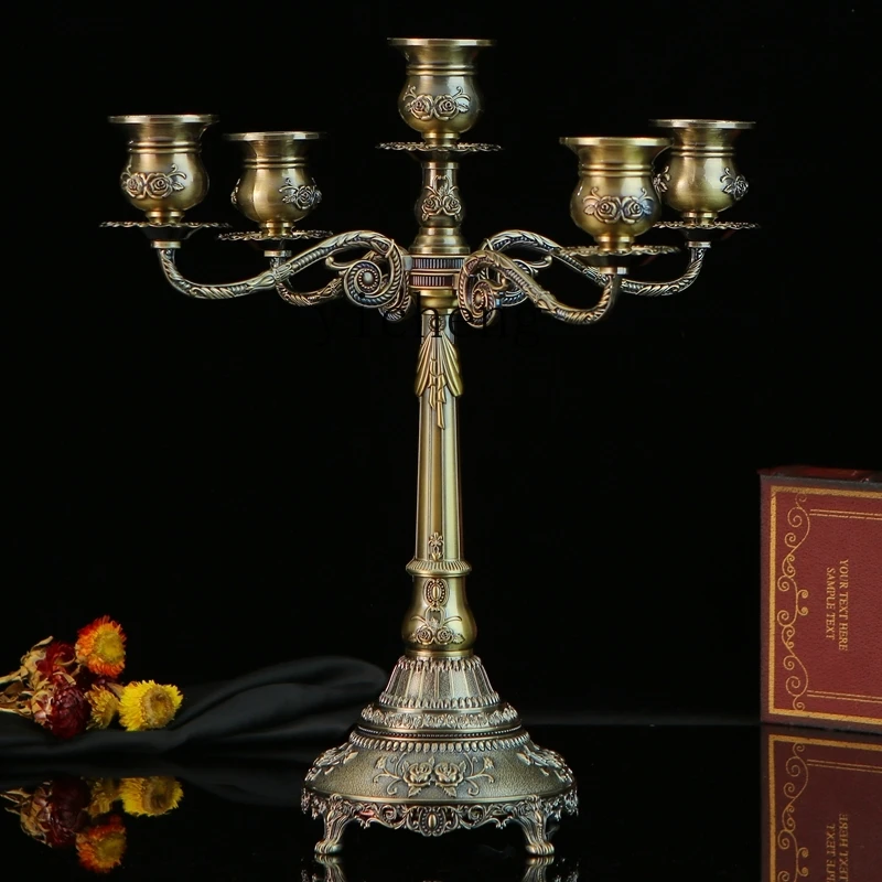 

ZYA Candle Holder Ornament Home Vintage Dinner Romantic Dining Table Home Decoration Candle Stand