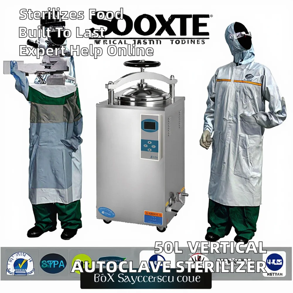JIBIMED 50 Liter Vertical Autoclave Food Sterilizer For Surgical Glass Jars & Medical Fabrics LS-50HD Class II 1 Year Warranty