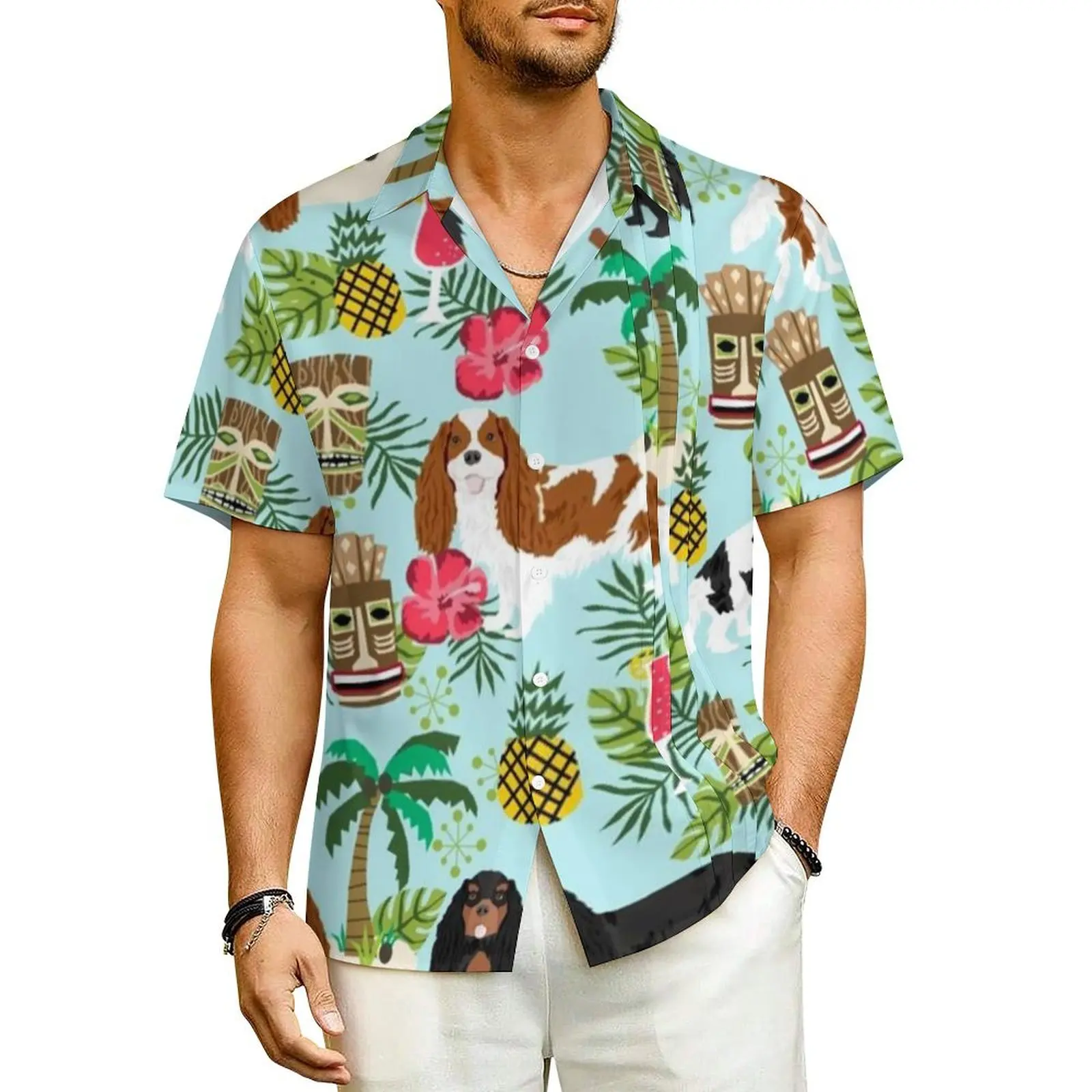 

Vacation Dog Beach Shirt Hawaii Tropical Island Hawaiian Casual Shirts Man Cool Blouses Short Sleeves Harajuku Printed Clothing