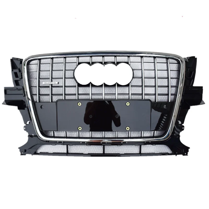 Auto Parts Silvery Frame Glossy Black Mesh Grille Front Bumper Grill For Audi Q5 2008 2009 2010 2011 2012 Upgrade SQ5 Car Grills