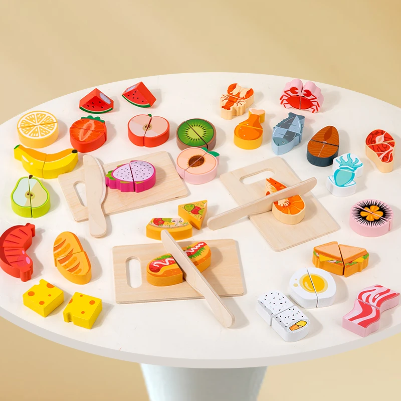 Children's Kitchen Cooking Set Wooden Simulation Cutting Fruits Vegetables Food Toy Pretend Play Educational Toys for Children
