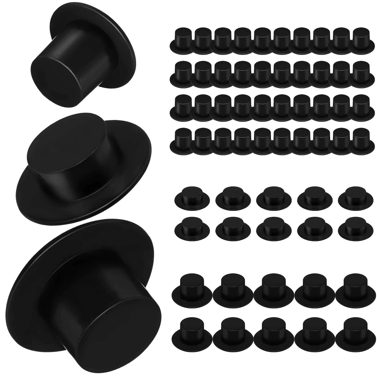 

60 Pcs Christmas Decor Mini Snowman Accessories for Crafts Top Hat Miniature Little Hats