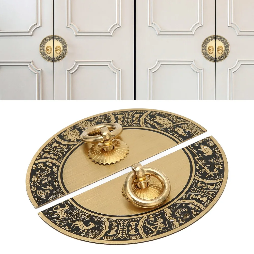 Vintage Round Antique Cabinet Handles Brass With Screws Double Cabinet Pulls Furniture Handles Shoe Cabinet