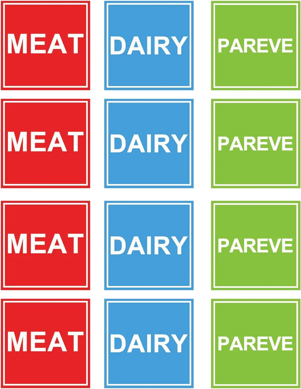 120 pz Etichette Kosher Carne Dairy Parve Adesivi 1.5x1.5 pollici Blu Latticini Rosso Carne Verde Pareve Adesivi per Uso Cucina Kosher