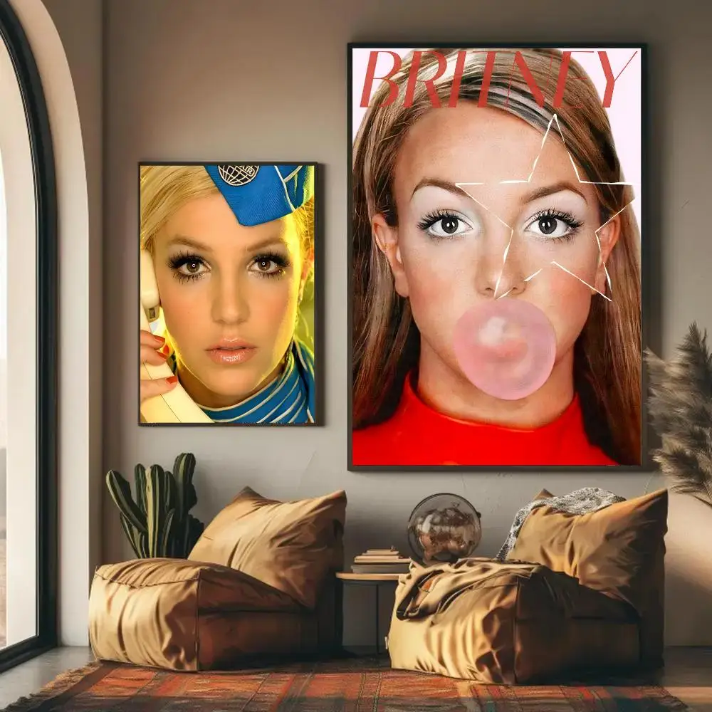 B-Britney Spears Poster Stickers Mural Painting Self-Adhesive Decor For Bedroom Living Room Home HD Wall Decals Gift