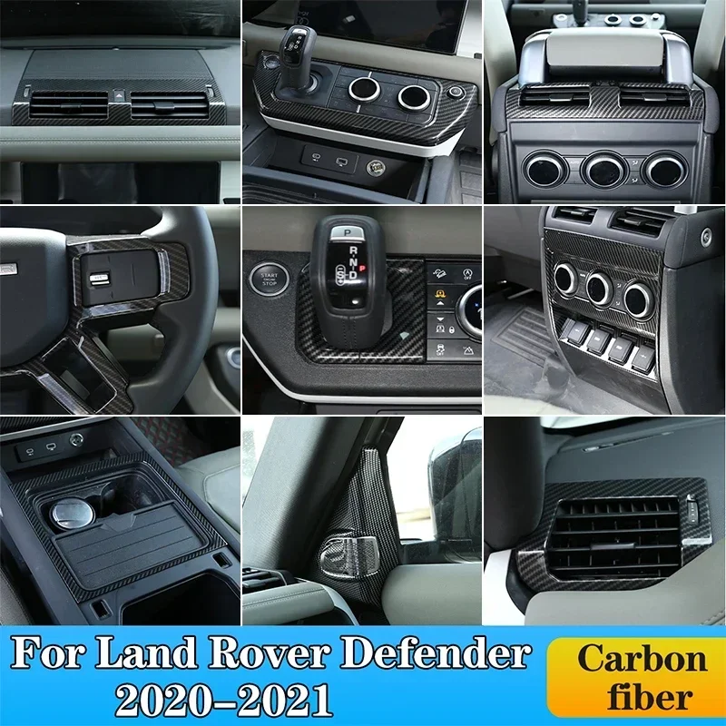 

For Land Rover Defender 110 2020-2024 ABS Carbon Fibe Car Interior Modification Protection Cover Decorative Patch Accessories