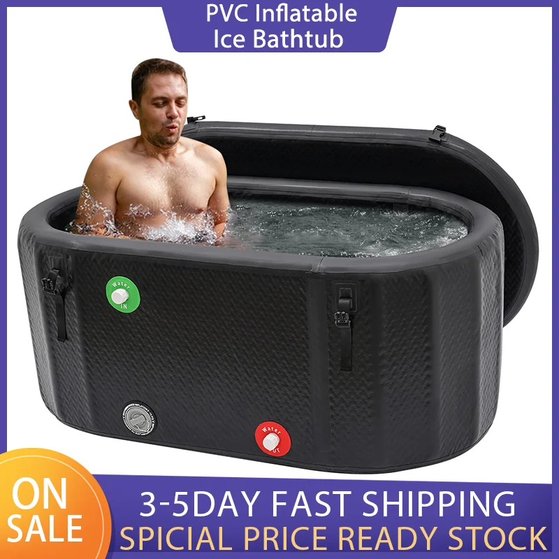 

PVC Inflatable Bathtub Hold 72.65 Gal of Water Relieve Pain Freestanding Ice BathtubIce Adjust -5-40℃ for Athletes Cooling