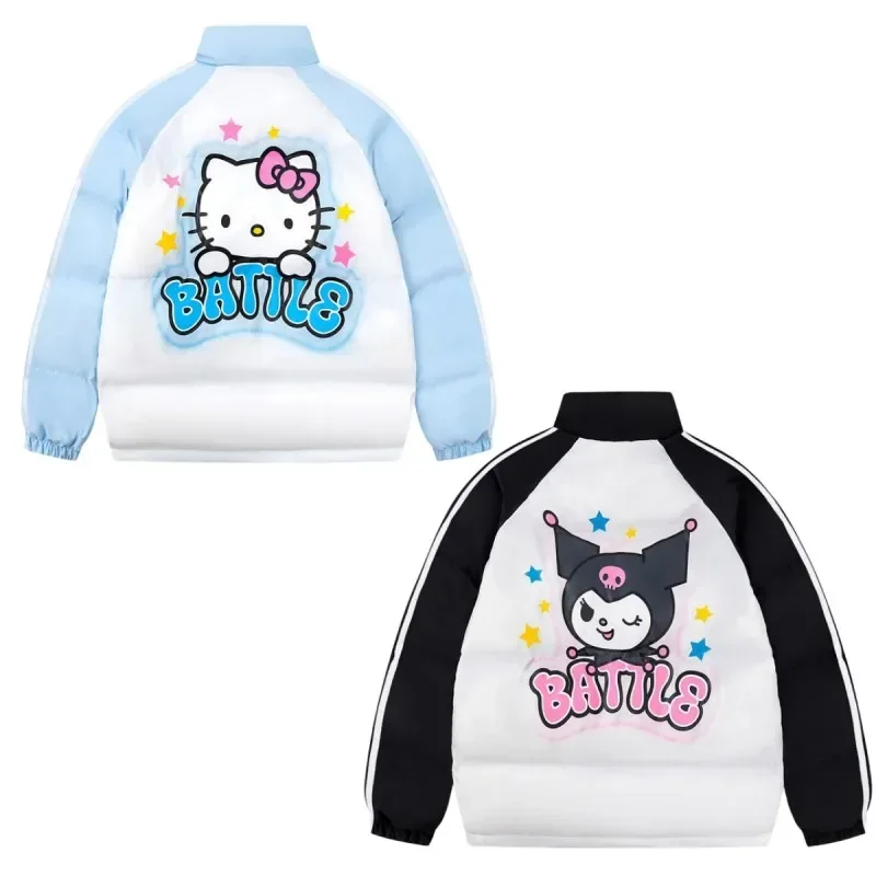 

Sanrios Kawaii Kuromi Hellokittys женская спортивная хлопковая одежда аниме девушка зимняя теплая пуховая куртка мультфильм мода пальто с принтом