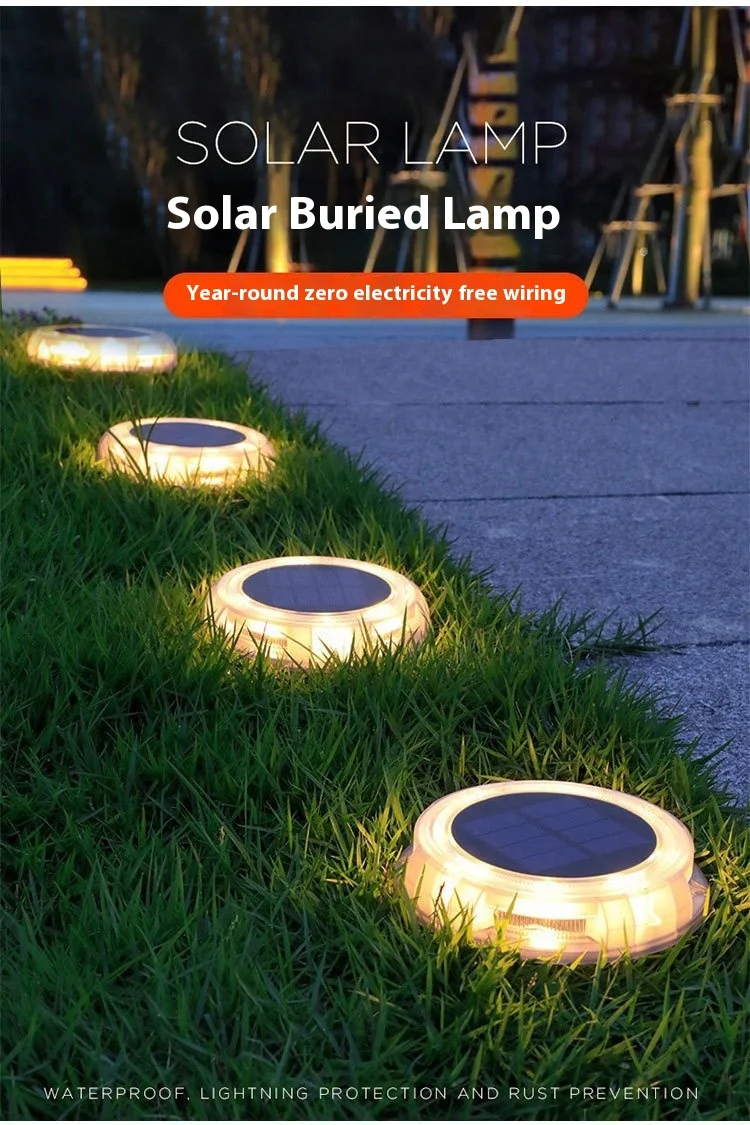 Solar LED Ground Lights, Outdoor Waterproof Lights, Garden Decoration Lawn Lights, and Ground Insert Lights