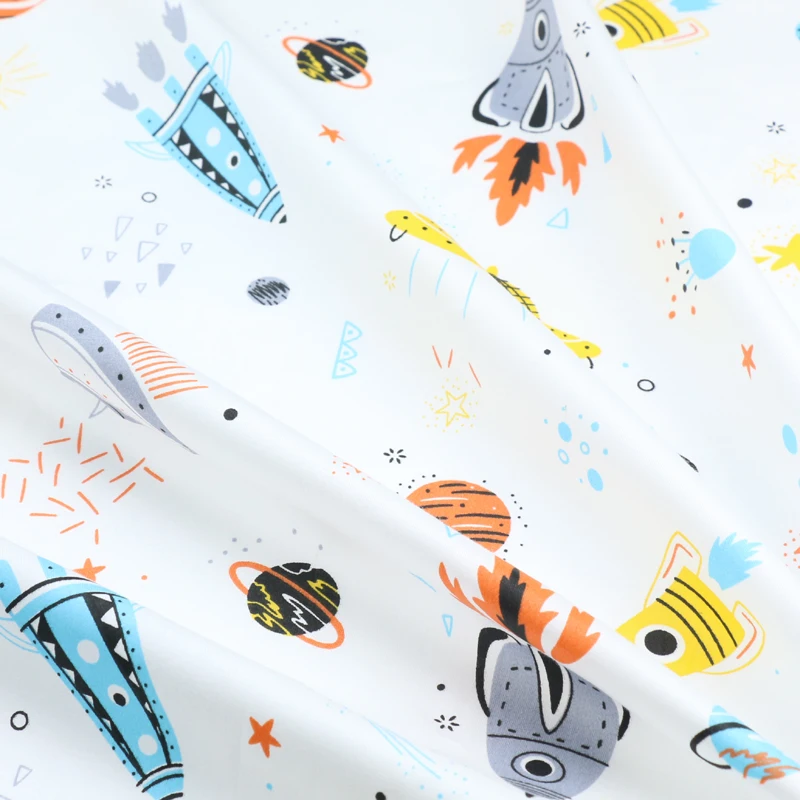 Cosmic rocket Cotton Twill Textile Fabric Bundle For Baby Child Patchwork Quilting Fat Quarters DIY Sewing Fabric 50*160cm