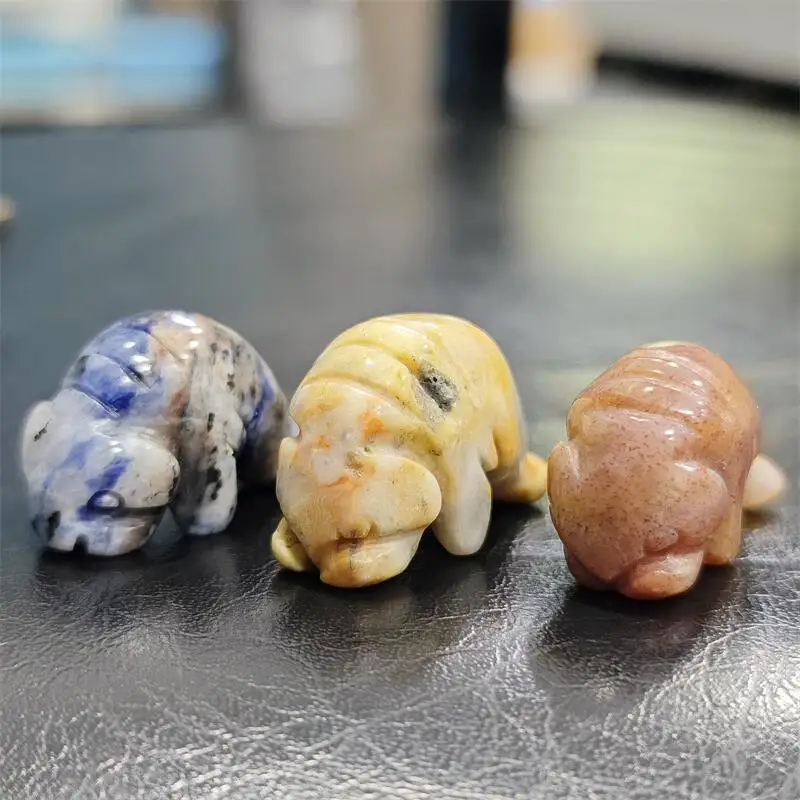 2PCS Natural Crystal Quatrz Sea Cow Carving Crystal Love Healing Fengshui Gemstones HomeDecoration Holiday Gift