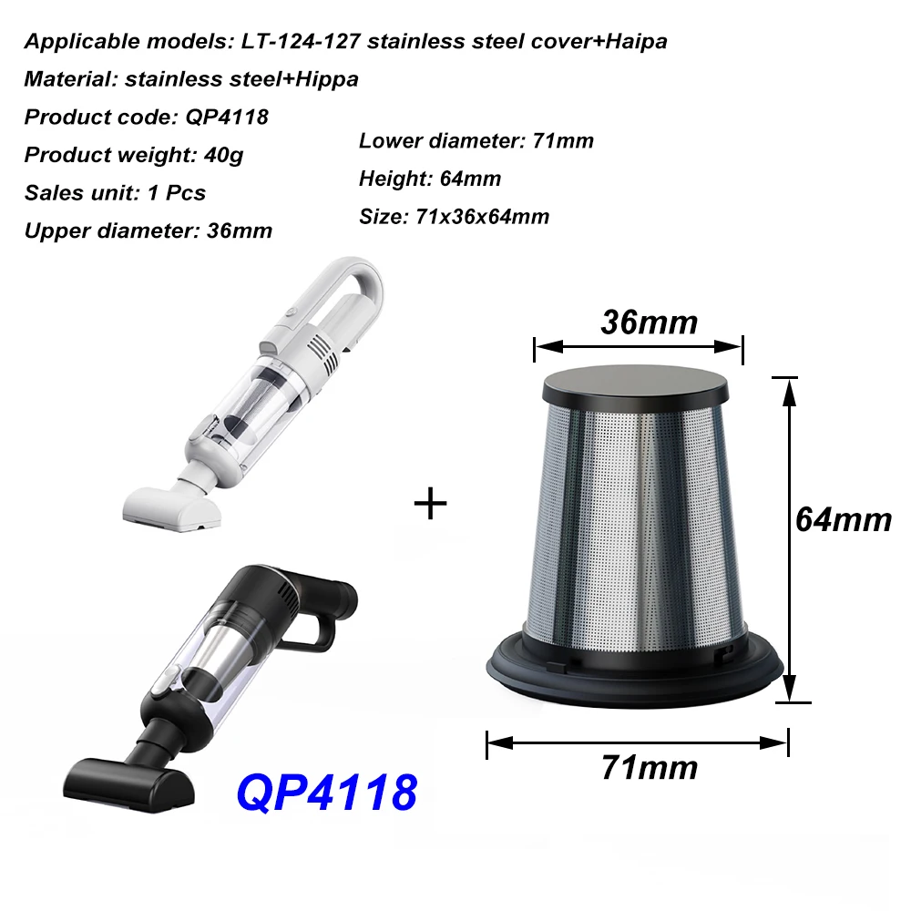 Okap ze stali nierdzewnej element filtrujący do odkurzacza do T-124-127 pokrywa ze stali nierdzewnej + Hawpa 71x36x64mm narzędzia do sprzątania domu