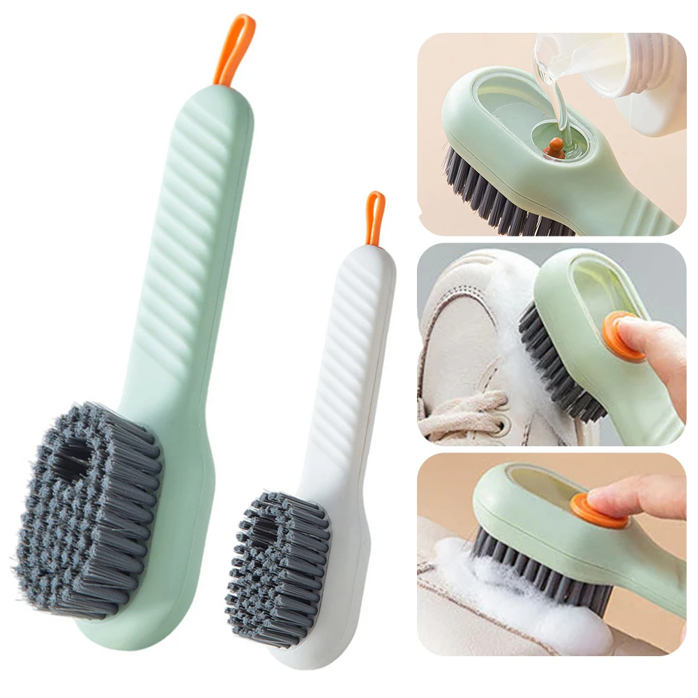 Push Type Multifunctional Liquid Shoe Brush Cleaners Soap Dispenser Cleaning Brush For Footwear Clothes Household Cleaning Tool