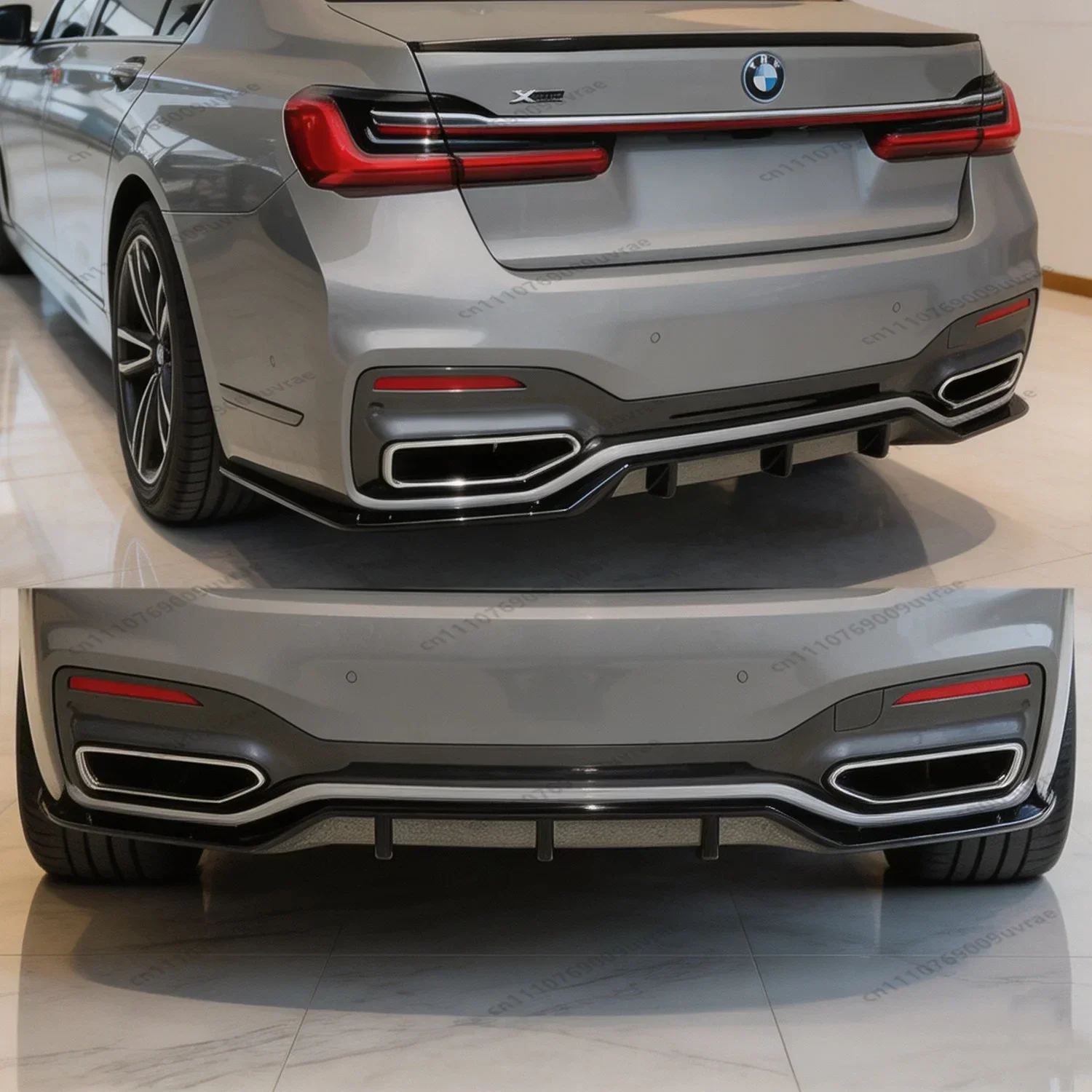 Gloss Black MP Style ABS Rear Bumper Diffuser Splitters Valance For BMW 7 Series G11 G12 M Sport 2019-2022 Facelift Bodykits