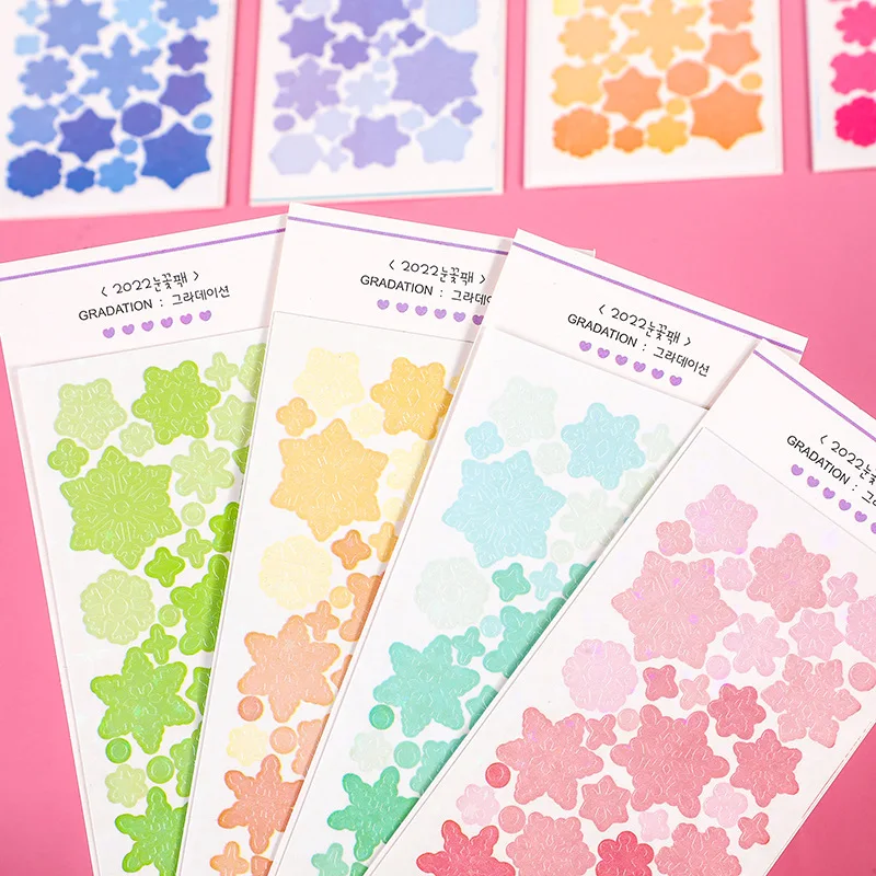 Snowflake Shine Series Hand Account Sticker Cute Cartoon Sparkle DIY Laser Goo Plate Decorative Goo Card Sticker