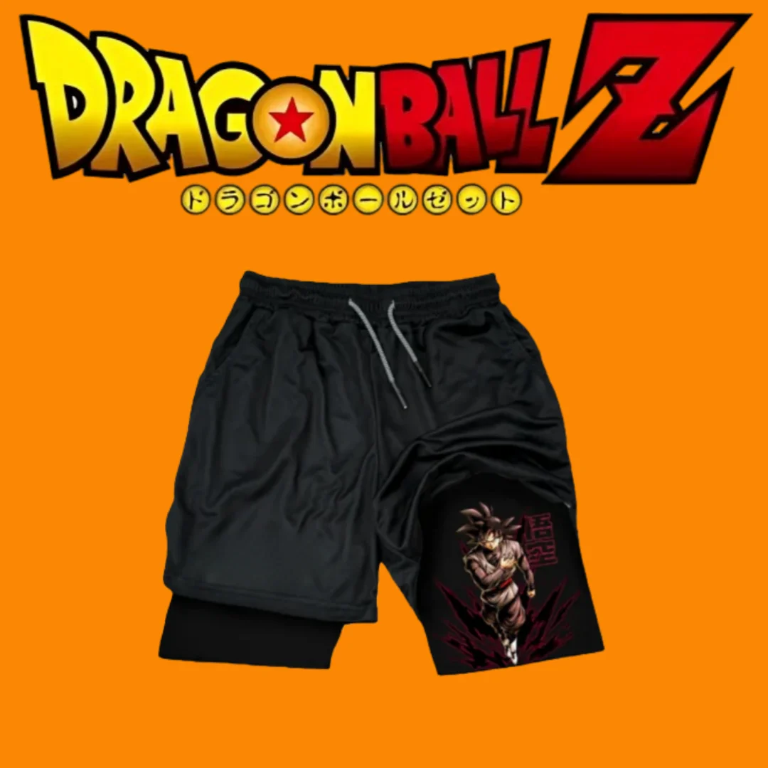 

Мужские шорты с аниме-принтом Dragon Ball, спортивный, свободный и повседневный летний принт, шорты из двух частей из 100% чистого хлопка