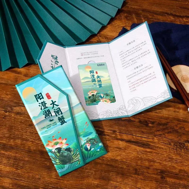 กําหนดเอง. Crab Envelope Pick-up Card Voucher ทํา Hairy Crab Card Holder การปรับแต่งในสต็อกการ์ดที่กําหนดเองอาหารทะเล Env