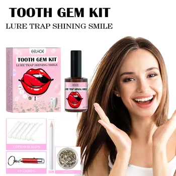 치아 쥬얼리 키트 DIY 치아 보석 키트, 접착제와 가벼움, 견고하고 깨끗한 보석, 크리스탈 치아 장식품 