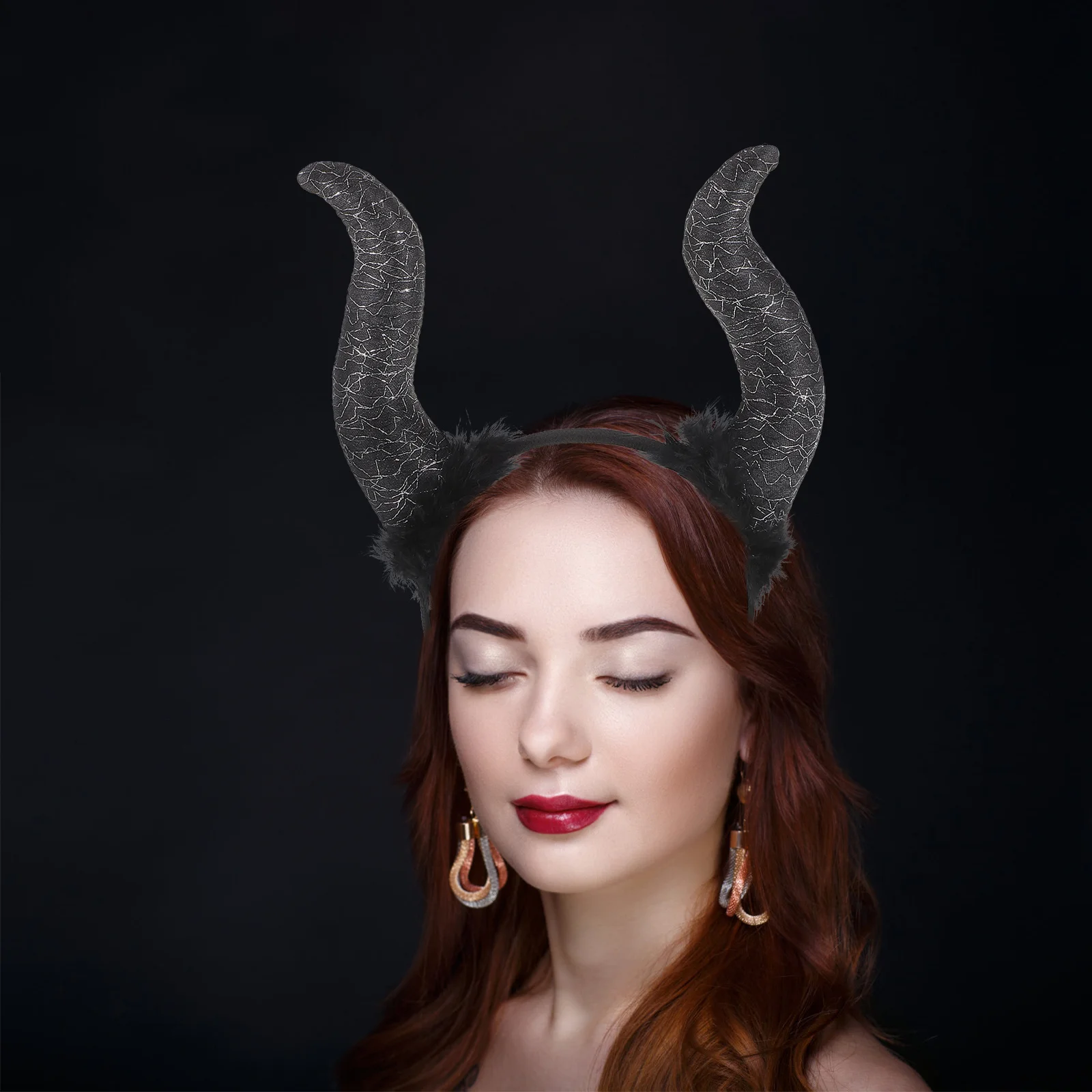 عصابة رأس للهالوين مع تصميم قرون الشيطان، إكسسوار أزياء تنكرية لافتة للنظر، أطواق شعر للحفلات للبالغين والأطفال #1