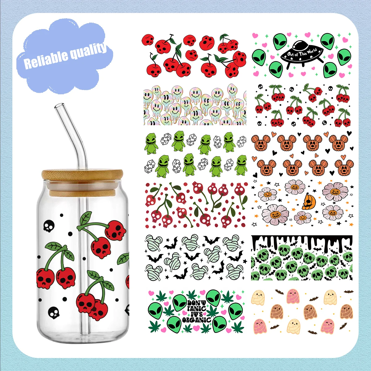 

Hallowen Decal UV DTF Cup Wrap Can DIY Waterproof Easy To Use Custom Decals bulk dtf wraps Stickers Waterproof and UV-Proof