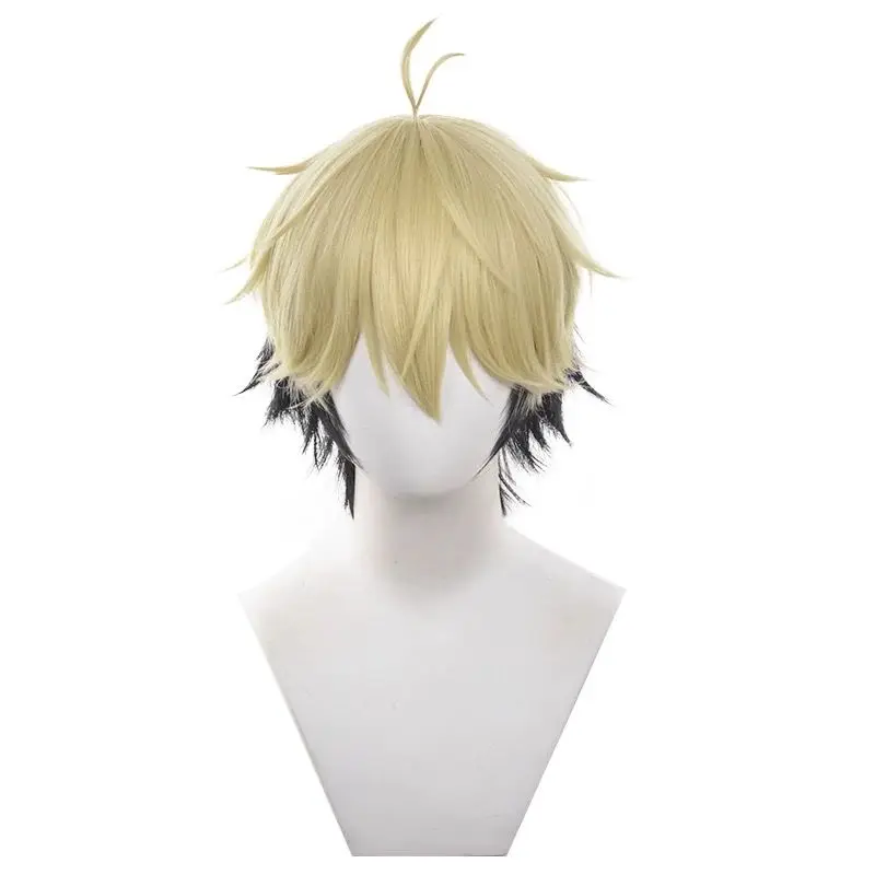 Link Click Xia Fei Cosplay Wig Two-Tone Anti-Warp Short Hair with Ahoge Realistic Scalp Top High Temperature Fiber