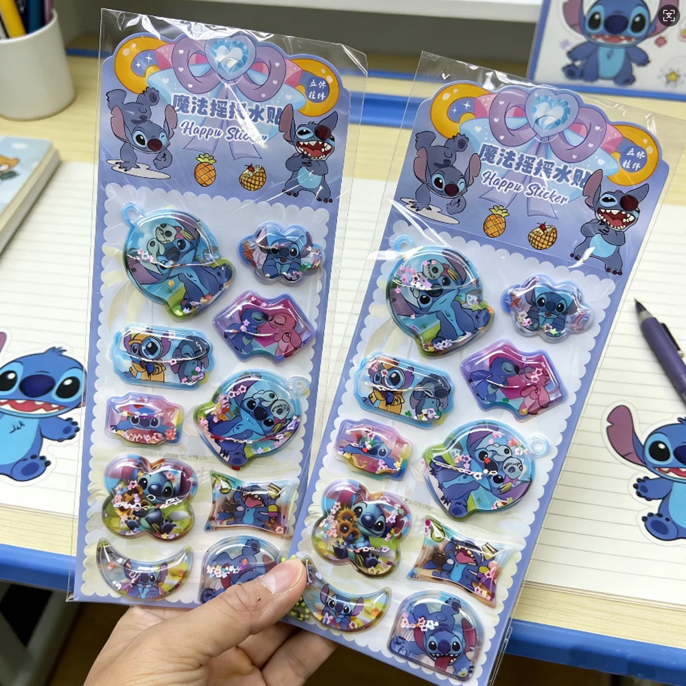 Pegatinas 3D Transparentes de Gelatina de Stitch de Disney para Cuadernos, Pegatinas Decorativas para Fundas de Teléfono, Papelería, Juguetes
