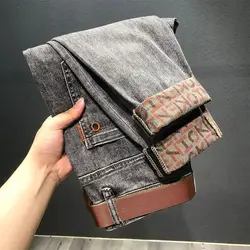 New Arrival Korean Style Pants Men's Luxury Harajuku Designer Cowboy Kpop Brand Denim Slim Pencil Pants Men's Jeans for Autumn