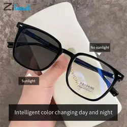 Zilead 0-0.5-1-2-5-6 Discolored Myopia Glasses Women Men Clear Sqaure Photochromic Myopic Eyeglasses Unisex Nearsighted Eyewear