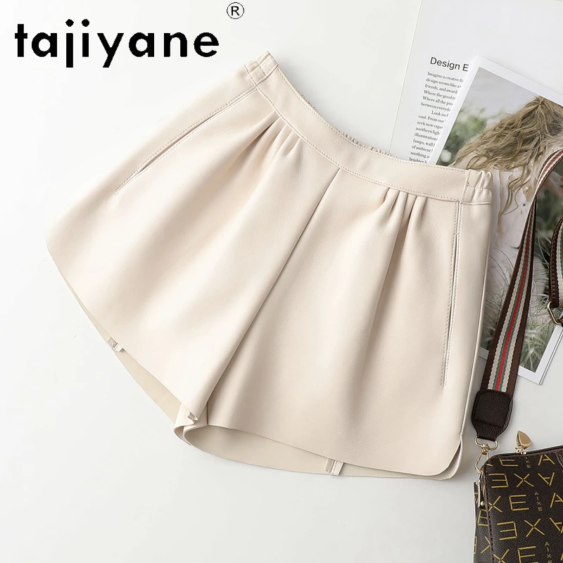 TAJIYANE Genuine Leather Shorts Woman Real Sheepskin Baggy Short Pants Korean Style Spring Women Clothing 2025 Шорти Жіночі