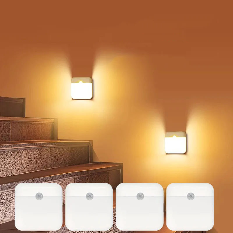

LED Motion Sensor Night Light USB Rechargeable Wall Lamp Indoor LED Closet Light for Bedroom Kitchen Stairs Garage
