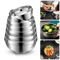 Double Layer Insulation Stainless Steel Bowls Salad Bowl Mixing Bowl Rice Bowls Deep Dish Kitchen Tableware