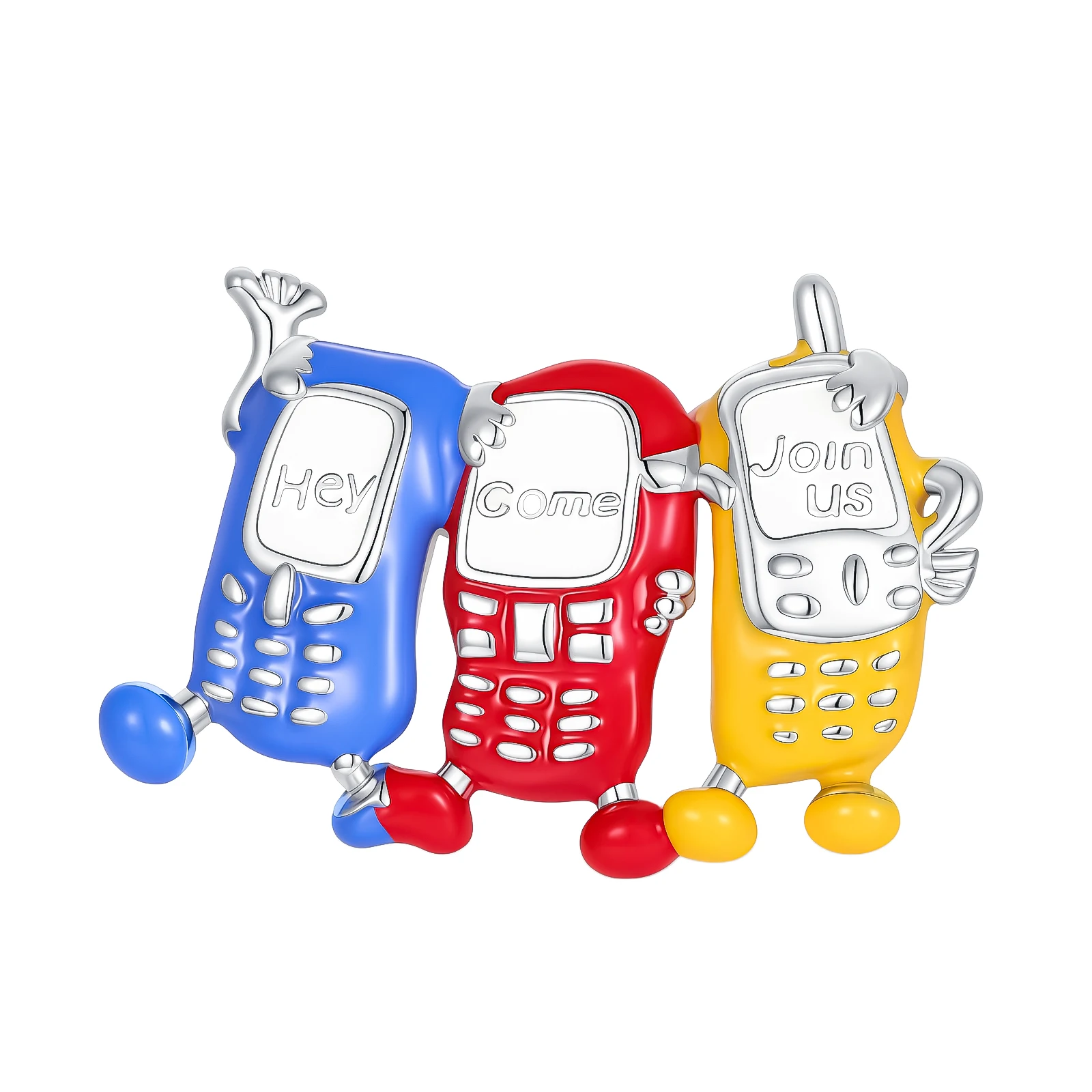 925 Sterling Silver Charm Friendship Y2K Retro Phone Cellphone Pendant for Women Fit Original Bracelet Necklace DIY Accessories