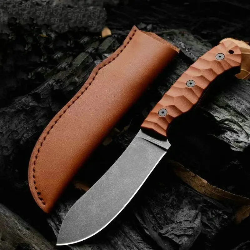 TRSKT ESE-JG5 Hunting Knife ,1095 Steel Utility Survival Knife ,Outdoor Camping Knives ,Edc Tool Flax Handle 59Hrc Dropshipping