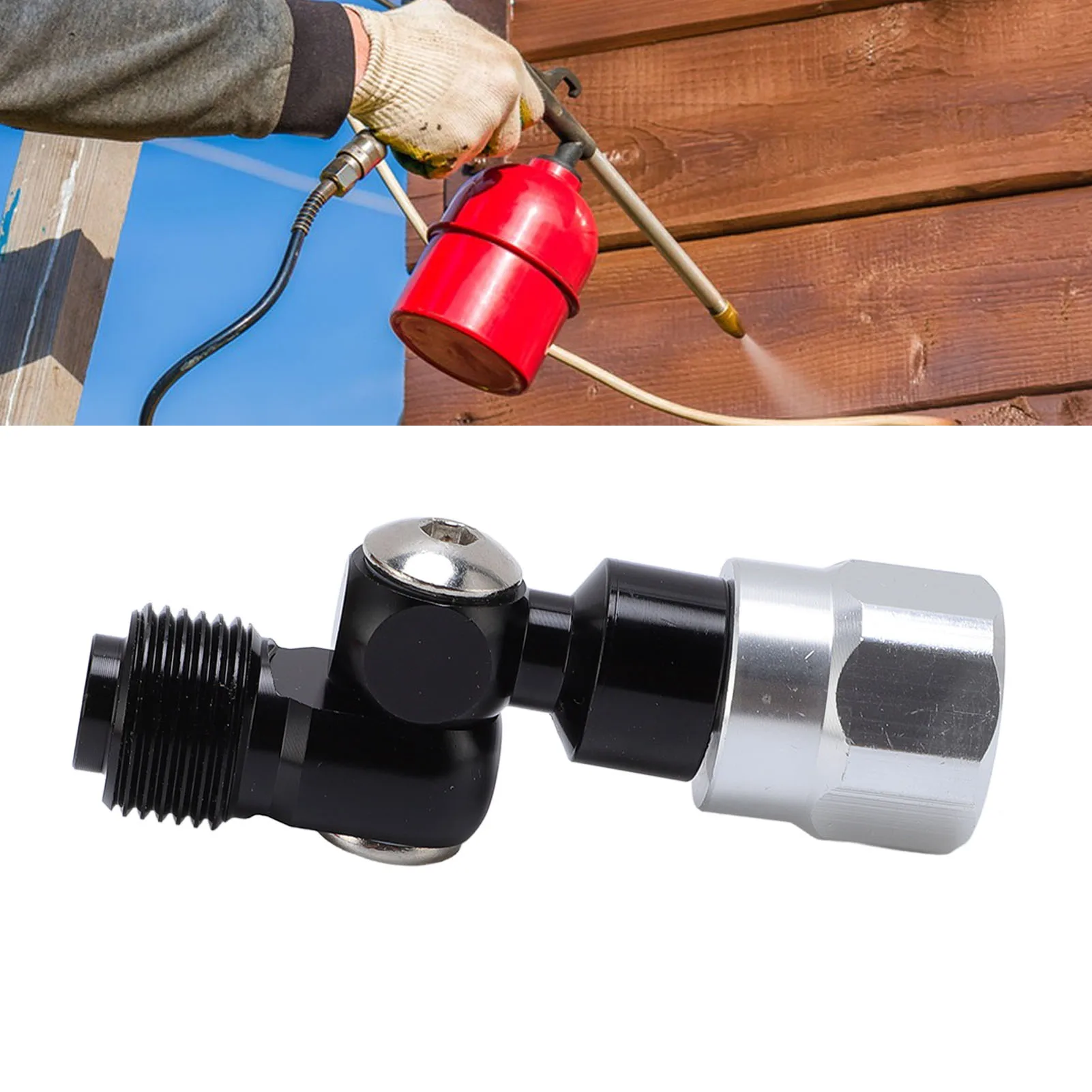Airless Paint Spray Gun Swivel Joint Black Color 360° Rotation Angle Aluminium Alloy Paint Sprayer Rotary Joint 7/8 Inch