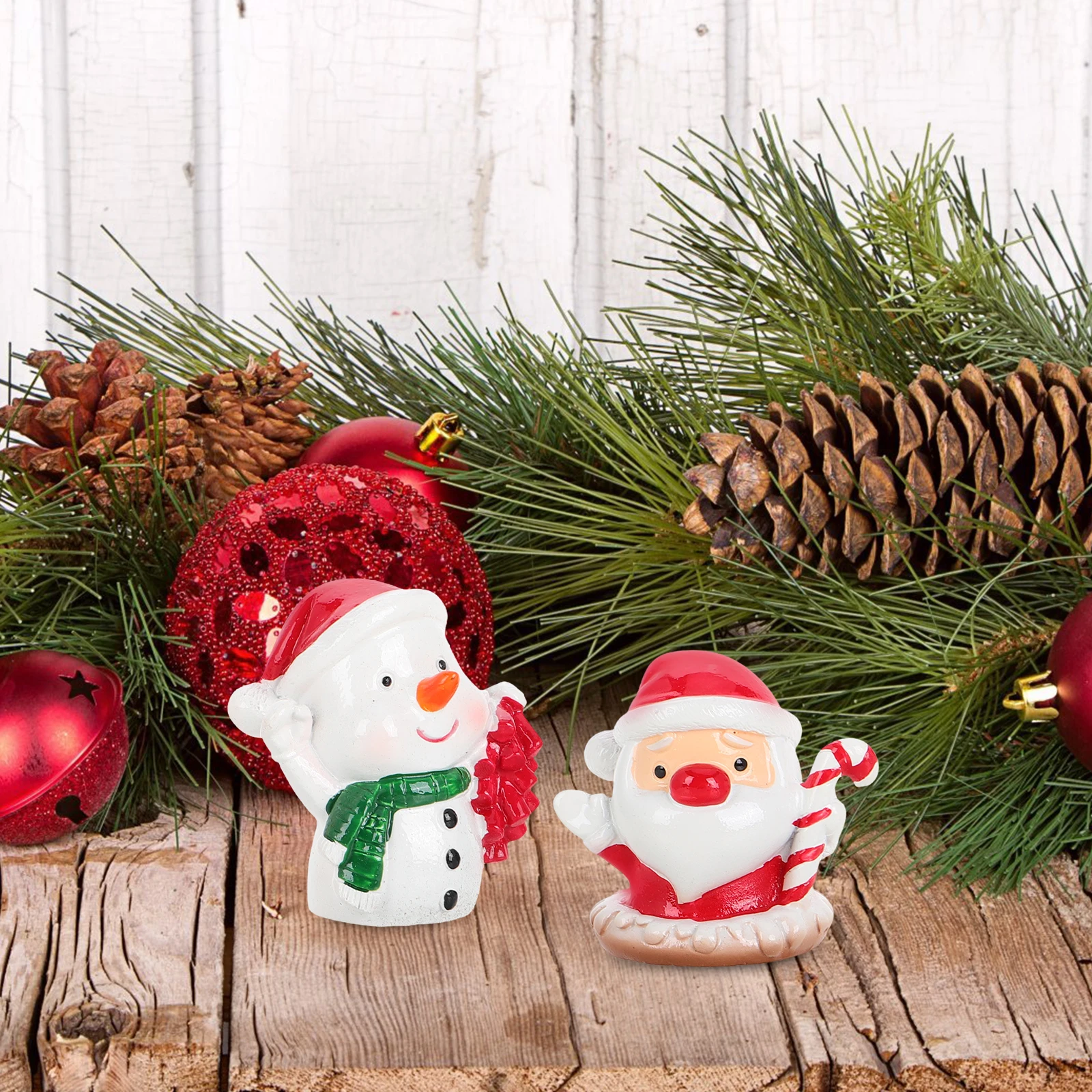 

3Pcs Mini Santa Snowman Xmas Tree Resin Mini Xmas Decoration Small Ornament for Holiday Home Office Tabletop Display