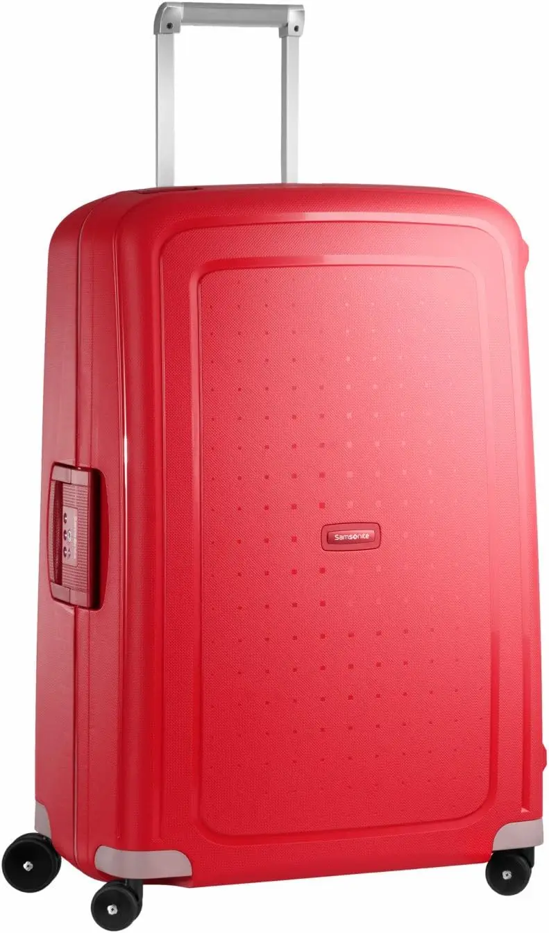 Samsonite S'Cure Hardside Luggage with Spinner Wheels, Crimson Red, Checked-Large 28-Inch