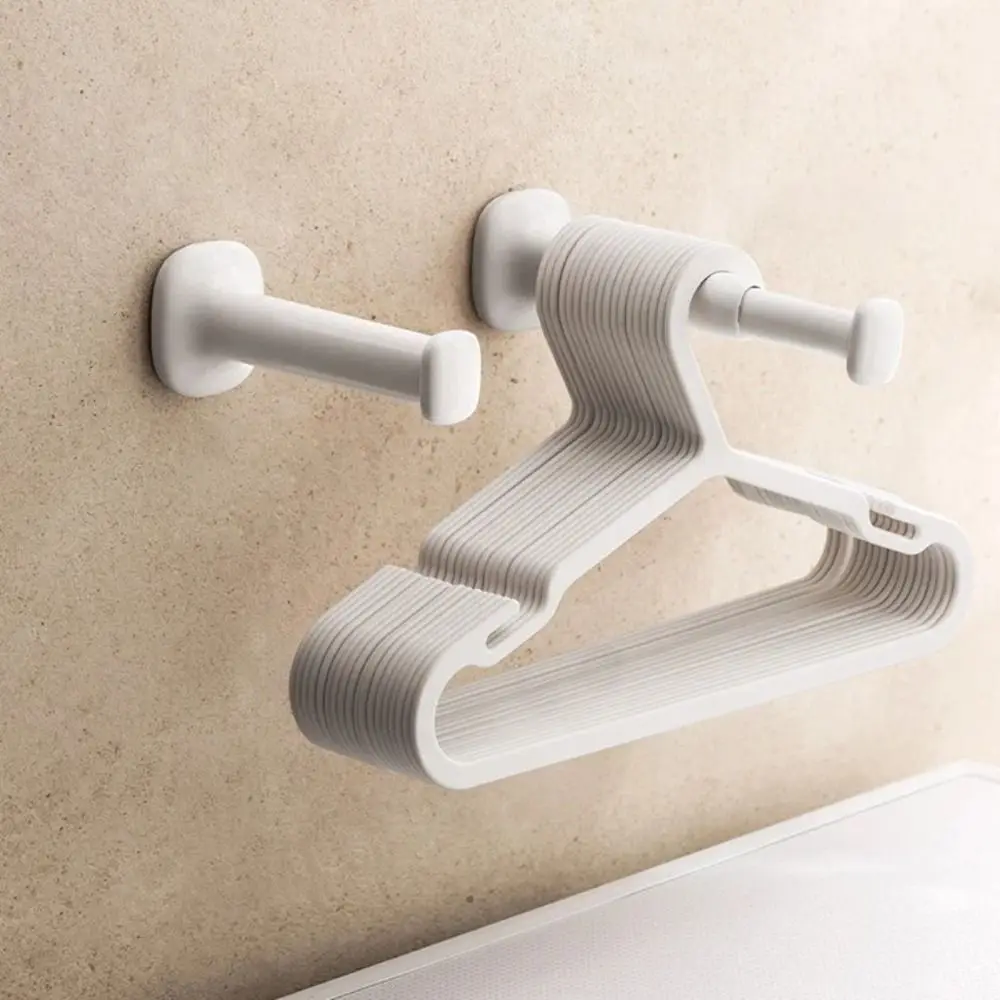 Classic White Hanger Storage Rack Coat Hanger Single Expandable Drying Rack Wall Mount Solid Bath Towel Hooks Bathroom