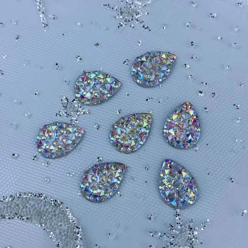 10Pcs 10*14mm 13*18mm Crystal AB Resin Flatback Rhinestones Crystal Stones Non Hotfix Scrapbook Strass For DIY Crafts