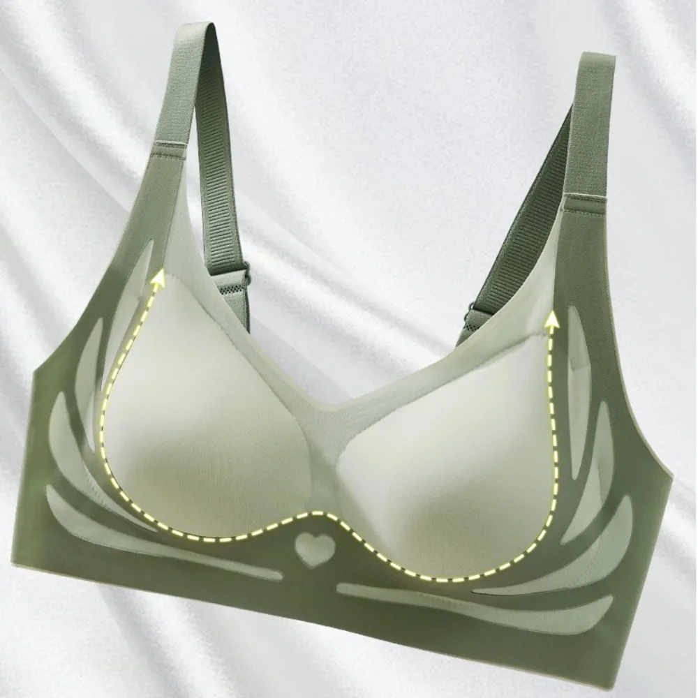 Patchwork Wireless Deep V Bra Shockproof Close-fitting Brassiere for Women Big Cup No Trace Push Up Underwear Running