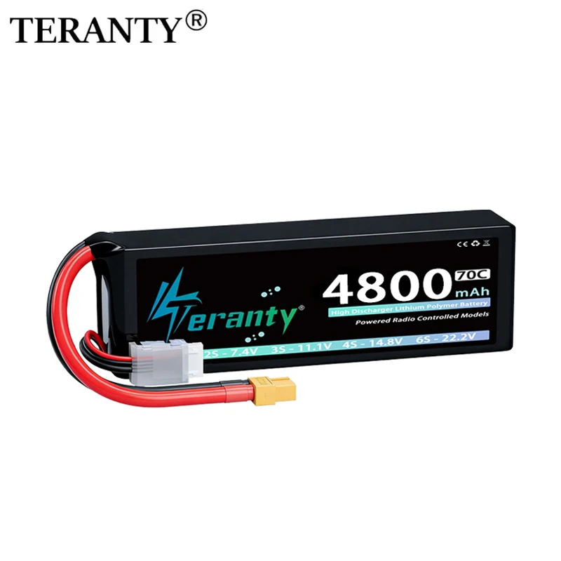 Batterie LiPo TERANTY 2S 4800mAh 7.4V 7.6V 70C 120C avec connecteur XT60 XT90 pour voitures RC, camions, drones FPV, modèles d'avions et pièces