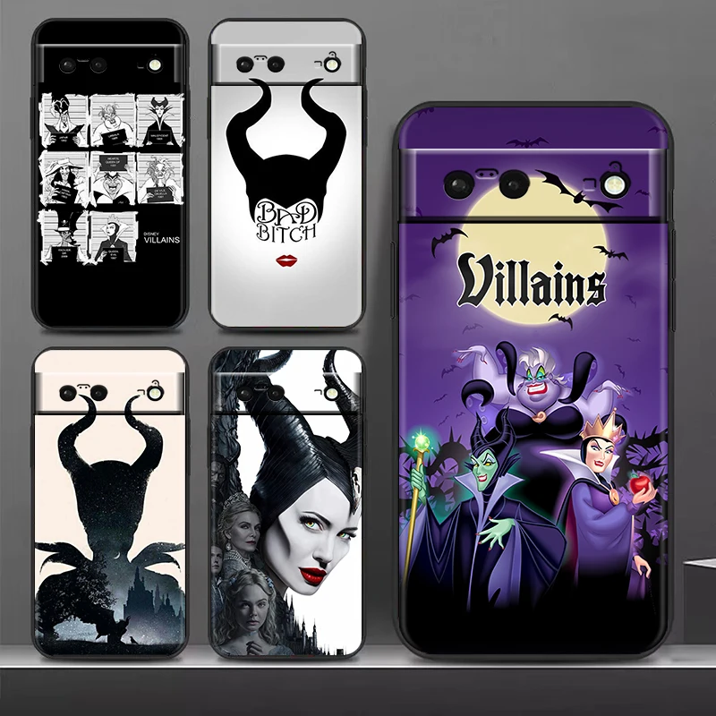 

Disney Villain Witch Bad For Google Pixel 8 7A 7 6A 6 5A 5 4 4A XL 5G Black Silicon Shockproof Shell Phone Case