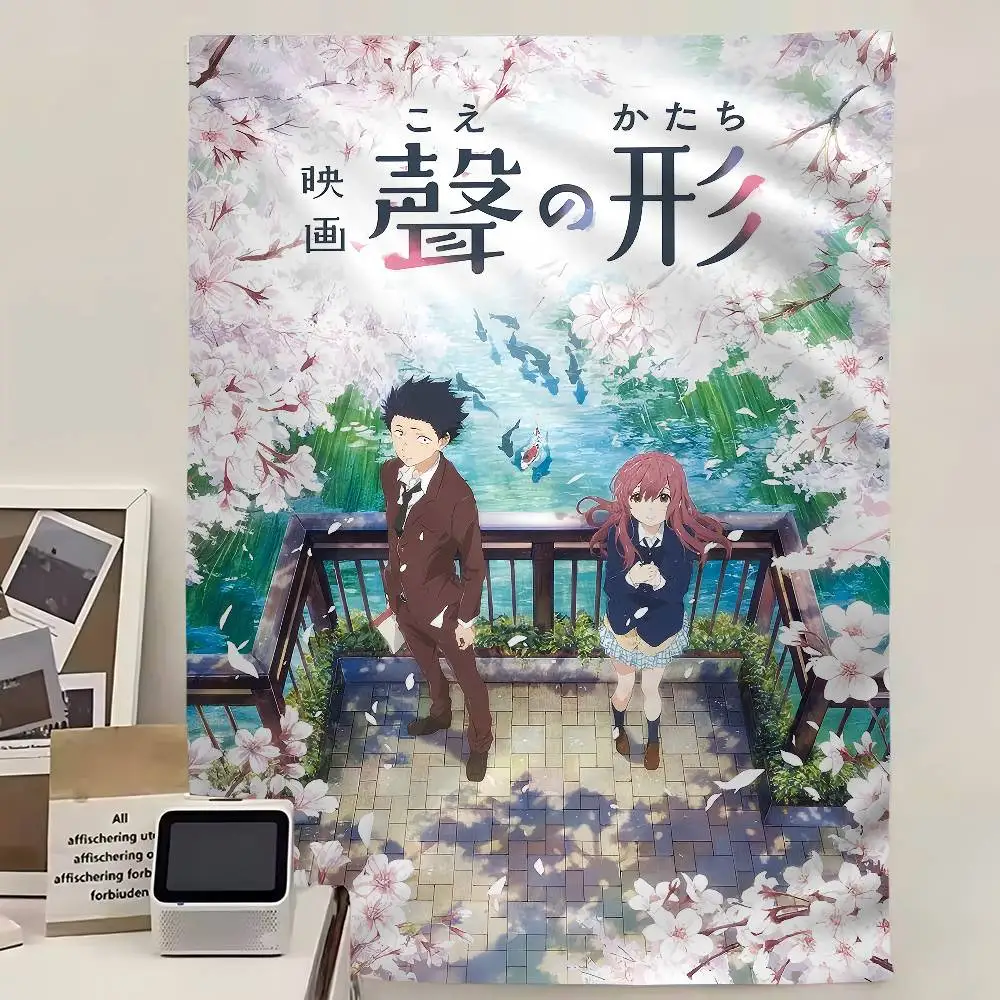 

A-A S-Silent Voice Anime Tapestry Art Printing Japanese Wall Tapestry Anime Wall Hanging Home Decor