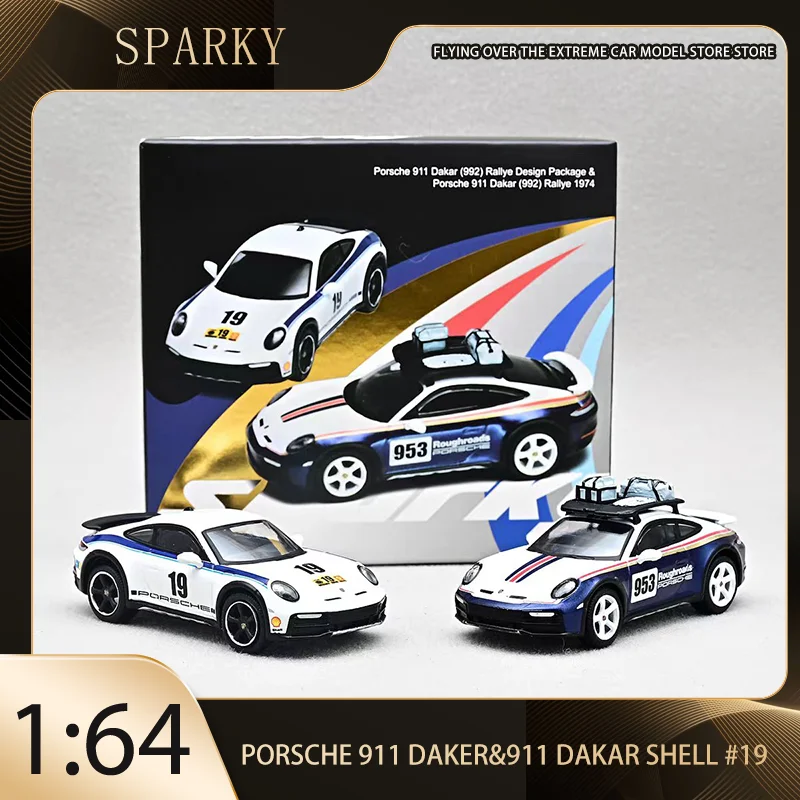 

Sparky 1:64 Porsche 911 Daker & 911 Dakar Shell Rallye 1971 Tiny Exclusive Alloy Premium Diecast Vehicle Model Toy Collectibl