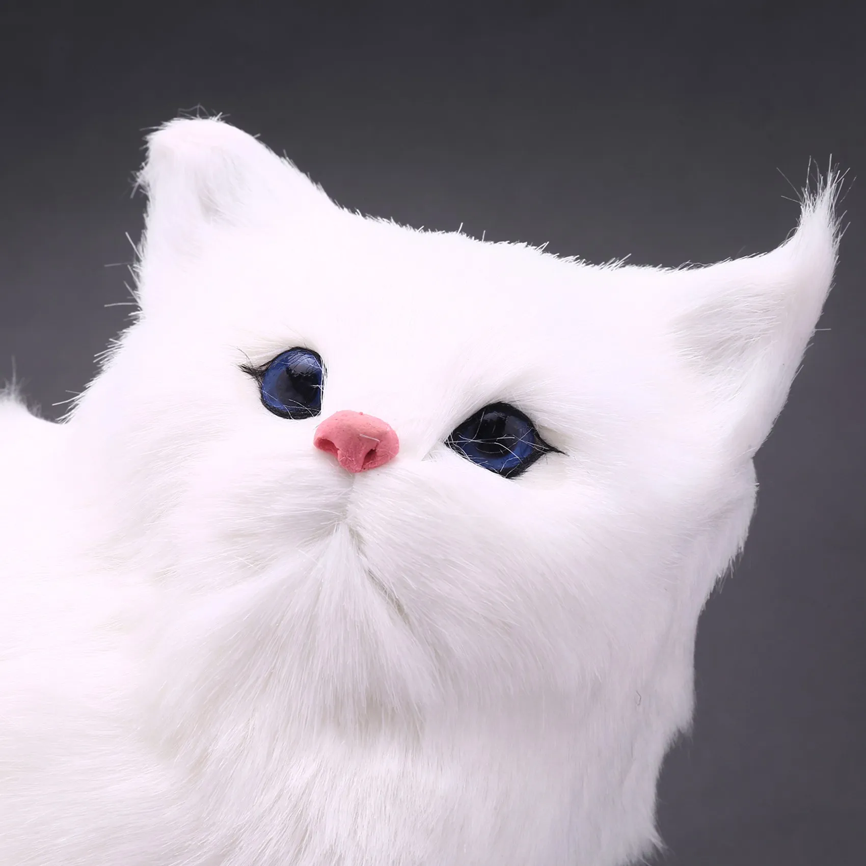 AD23-Realistic Cute Simulation Stuffed Plush White Persian Cats Cat Table Decor Kids Boys Girls